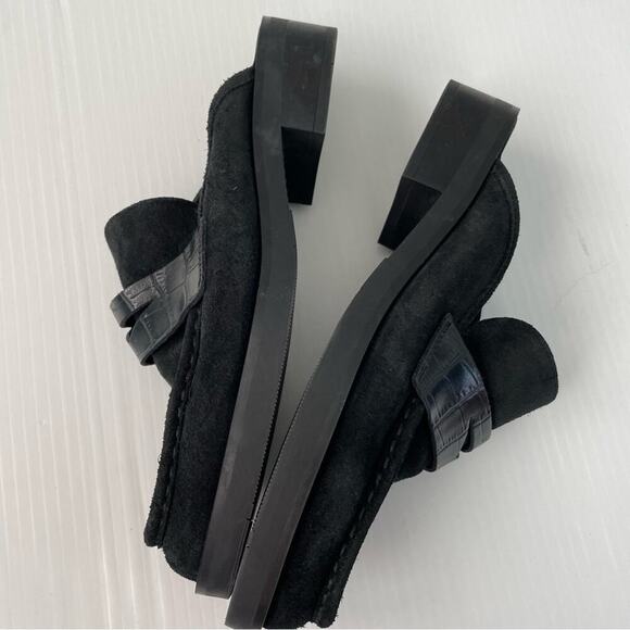 Free People Payton suede penny loafer mule black size 37 (6.5 US ) - Picture 5 of 10